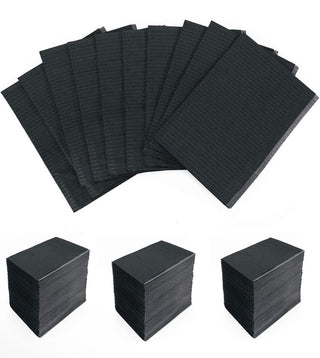 Black dental bibs for permanent makeup and tattoo preparation and clean up