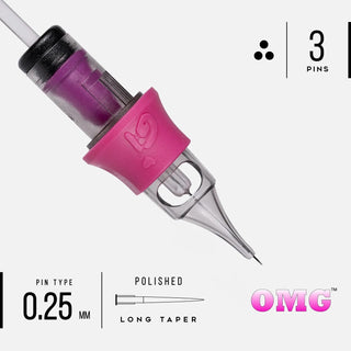 OMG Needles® – 3 Round Liner (.25mm / #8) – Box of 20