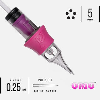OMG Needles® – 5 Round Liner (.25mm / #8) – Box of 20